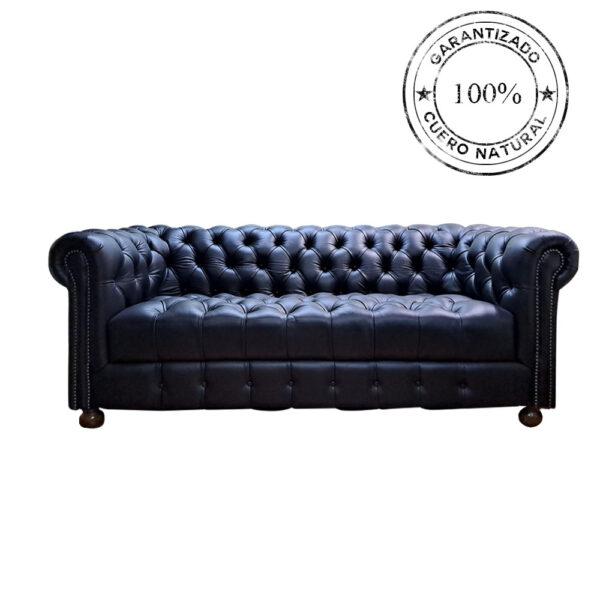 SOFÁ CHESTERFIELD CAPITONÉ NEGRO DE 200cm