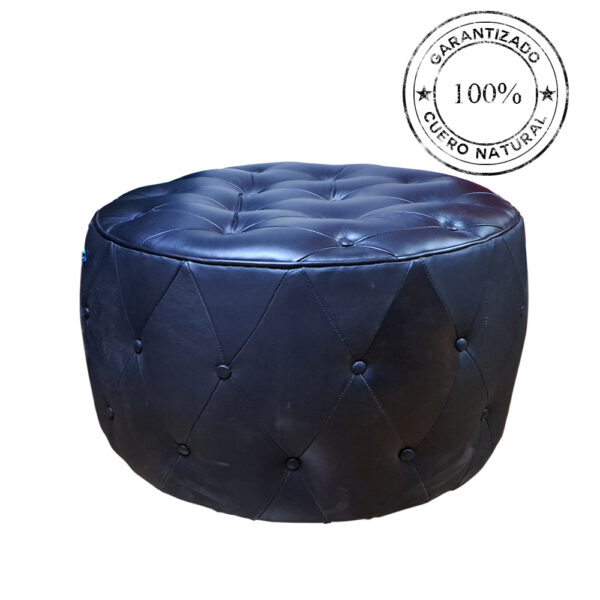PUFF DE CUERO COLOR NEGRO 70cm